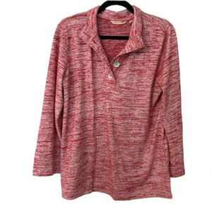 Soft Surroundings Women's Long Sleeve Red/White Touchable Top Size S GUC